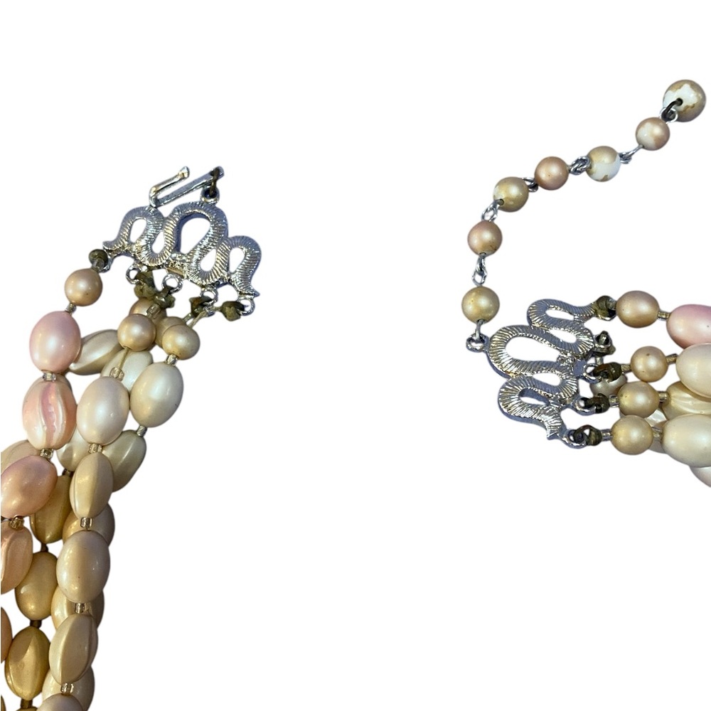 Three Strand Matte Pearl Necklace 16 inch - Picture 4 of 4